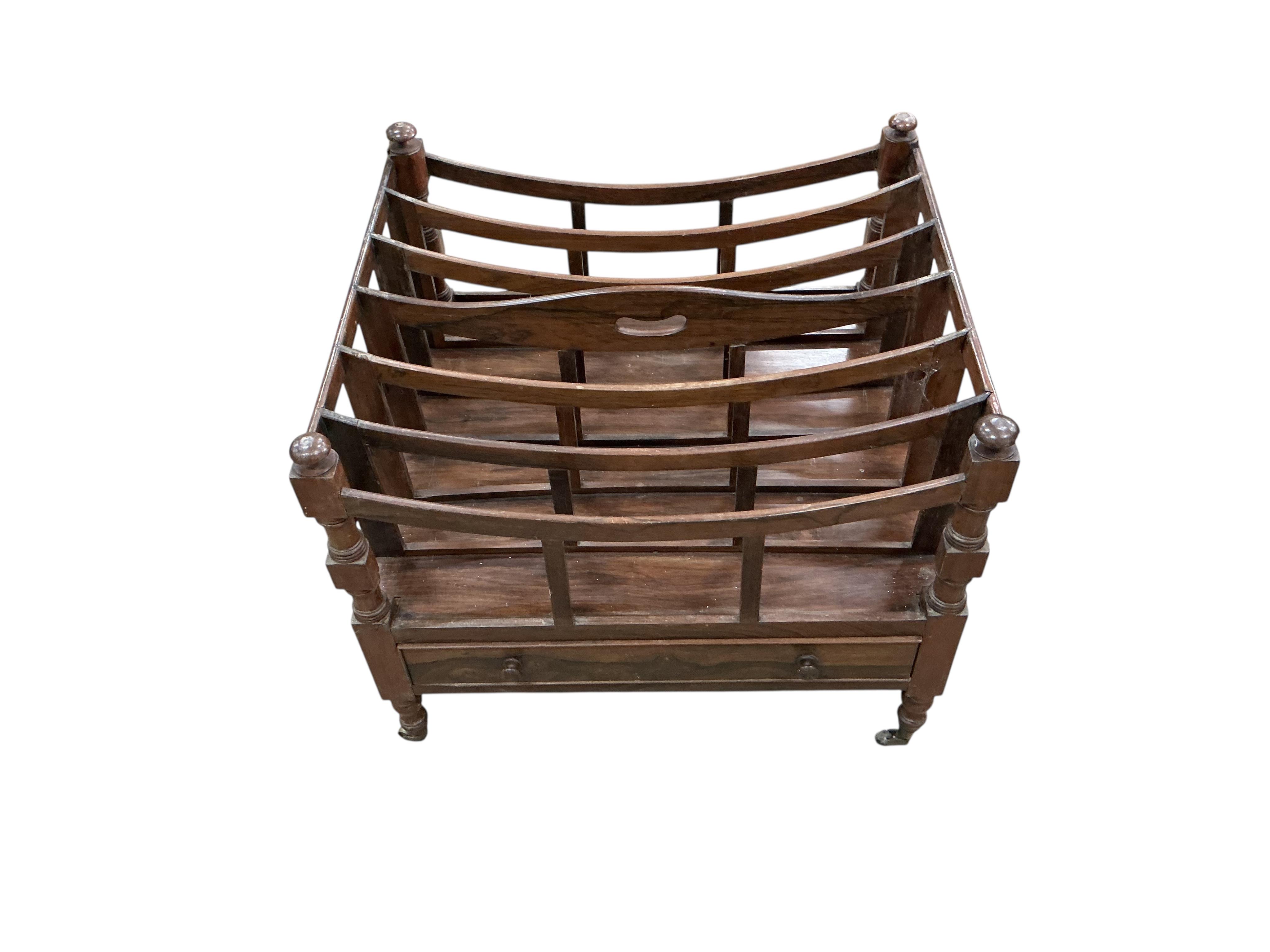 A rosewood six division Canterbury, width 61cm, depth 55cm, height 52cm